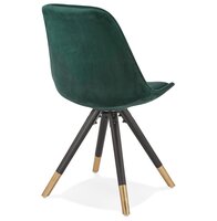 Design stoel &#039;HAMILTON&#039; in groen fluweel en poten in zwart hout