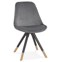 Design stoel &#039;HAMILTON&#039; in grijs fluweel en poten in zwart hout