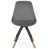 Design stoel &#039;HAMILTON&#039; in grijs fluweel en poten in zwart hout