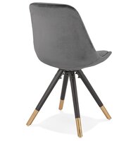 Design stoel &#039;HAMILTON&#039; in grijs fluweel en poten in zwart hout