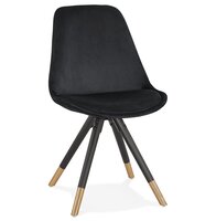 Design stoel &#039;HAMILTON&#039; in zwart fluweel en poten in zwart hout