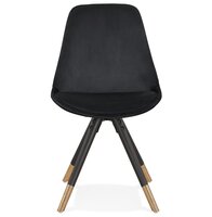 Design stoel &#039;HAMILTON&#039; in zwart fluweel en poten in zwart hout