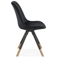 Design stoel &#039;HAMILTON&#039; in zwart fluweel en poten in zwart hout