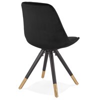 Design stoel &#039;HAMILTON&#039; in zwart fluweel en poten in zwart hout