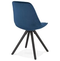 Vintage stoel &#039;RICKY&#039; in blauw fluweel en poten in zwart hout