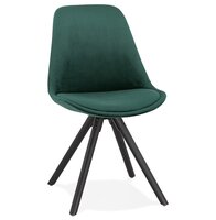 Vintage stoel &#039;RICKY&#039; in groen fluweel en poten in zwart hout
