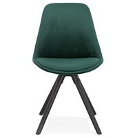 Vintage stoel &#039;RICKY&#039; in groen fluweel en poten in zwart hout