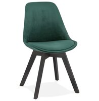 Stoel in groen fluweel &#039;JOE&#039; met structuur in zwart hout