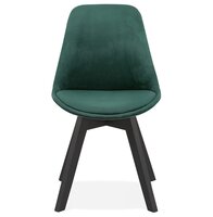 Stoel in groen fluweel &#039;JOE&#039; met structuur in zwart hout