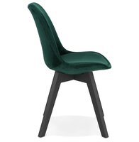 Stoel in groen fluweel &#039;JOE&#039; met structuur in zwart hout