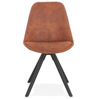 Comfortabele stoel &#039;HARRY&#039; in bruine microfiber en zwarte poten