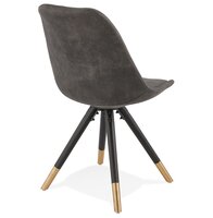 Design stoel &#039;MAGGY&#039; van grijze microvezel en zwarte houten poten