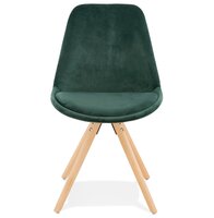 Vintage &#039;RICKY&#039; stoel in groen fluweel met poten in natuurlijk hout