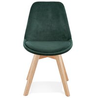 JOE&#039; stoel in groen fuweel met een structuur in natuurijk hout