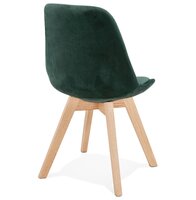 JOE&#039; stoel in groen fuweel met een structuur in natuurijk hout