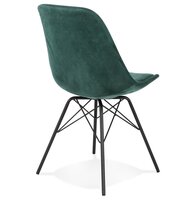 Design stoel &#039;ZAZY&#039; van groene fluweel met zwarte metalen poten