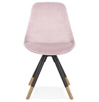 Design stoel &#039;HAMILTON&#039; in roze fluweel en poten in zwart hout