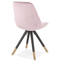 Design stoel &#039;HAMILTON&#039; in roze fluweel en poten in zwart hout