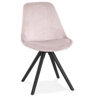 Vintage stoel &#039;RICKY&#039; in roze fluweel en poten in zwart hout