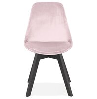 Stoel in roze fluweel &#039;JOE&#039; met structuur in zwart hout