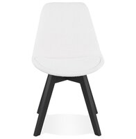 Design stoel &#039;LINETTE&#039; van witte badstof met zwarte houten poten