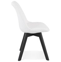 Design stoel &#039;LINETTE&#039; van witte badstof met zwarte houten poten
