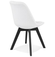 Design stoel &#039;LINETTE&#039; van witte badstof met zwarte houten poten