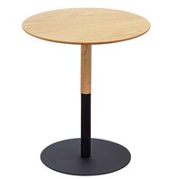 Ronde bijzettafel &#039;DILA H45&#039; in natuurlijke houtafwerking en zwart metaal
