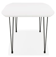 Uitschuifbare design eettafel &#039;HUSKI&#039; wit met zwart metalen voeten industri&euml;le stijl - 170(270)x100 cm
