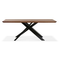 Design eettafel met x-vormige centrale voet &#039;WALABY&#039; van hout met noten afwerking - 200x100 cm