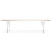 Table de salle &agrave; manger extensible &#039;TADAM&#039; blanche avec pieds en m&eacute;tal blanc - 170(270)x100 cm