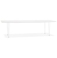 Uitschuifbare witte design eettafel &#039;HUSKI&#039; met witte metalen poten - 170(270)x100 cm