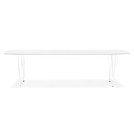 Uitschuifbare witte design eettafel &#039;HUSKI&#039; met witte metalen poten - 170(270)x100 cm