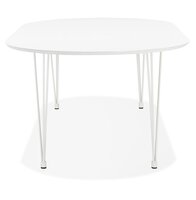 Ronde uitschuifbare witte eet-/vergadertafel &#039;CHAMONIX&#039; - 120(220)x120 cm