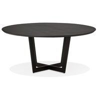 Ronde eettafel &#039;LULU&#039; van zwart metaal en hout - &Oslash;120 cm