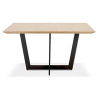 Vierkante eettafel &#039;ANITA&#039; van natuurkleurig afgewerkt hout en zwart metaal - 140x140 cm