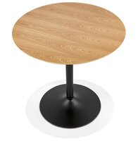 Ronde designtafel &#039;HUSH&#039; van hout met natuurlijke afwerking en zwart metaal - &Oslash; 80 cm