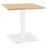 Vierkant eettafeltje &#039;REGIS&#039; van natuurlijk afgewerkt hout en wit gietijzer - 70x70 cm