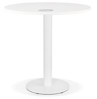 Rond eettafeltje &#039;LUCETTE&#039; van hout en wit gietijzer - &Oslash; 68 cm