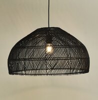 Ronde hanglamp &#039;CANUL&#039; van zwart gevlochten rotan