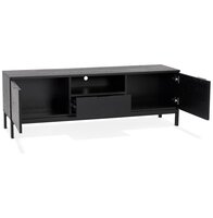 Design tv-meubel &#039;CATODIK&#039; van hout en zwart metaal