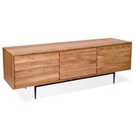 Design tv-meubel &#039;GALILEO&#039; van acaciahout met zwarte metalen poten