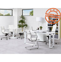 Design, hoekvormig directiebureau &#039;XLINE&#039; 160 van wit glas (hoek naar keuze) - 160 cm