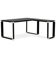 Design, hoekvormig directiebureau &#039;XLINE&#039; 160 van zwart hout (hoek naar keuze) - 160 cm