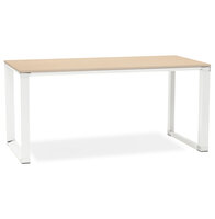 Recht design bureau &#039;XLINE&#039; met natuurlijke houten afwerking en wit metaal - 160x80 cm