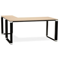 Design hoekbureau &#039;XLINE&#039; met natuurlijke houten afwerking en zwart metaal (hoek naar keuze) - 160 cm