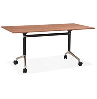 Groot opklapbaar bureau &#039;FLEXO&#039; op houten wielen. walnoot hout afwerking - 160x80 cm