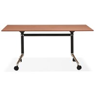 Groot opklapbaar bureau &#039;FLEXO&#039; op houten wielen. walnoot hout afwerking - 160x80 cm