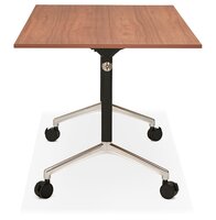 Groot opklapbaar bureau &#039;FLEXO&#039; op houten wielen. walnoot hout afwerking - 160x80 cm