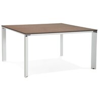 Vergadertafel / bench-bureau &#039;XLINE SQUARE&#039; met notenhouten afwerking en wit metaal - 140x140 cm